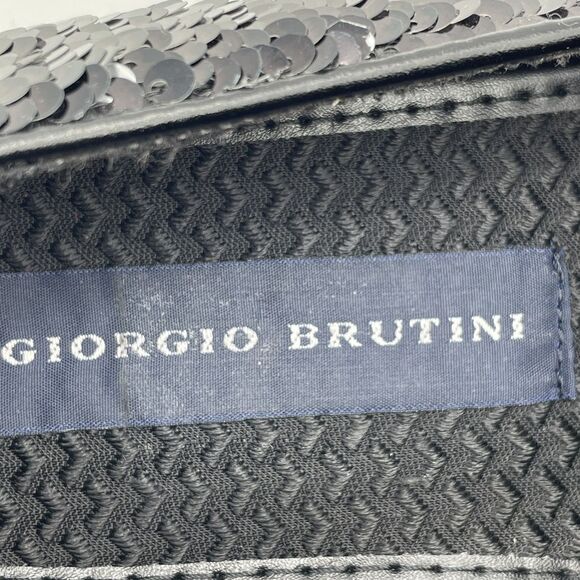 Giorgio Brutini Sequin Dress Shoes Loafers Men\'s 8M Black to Silver Party Prom